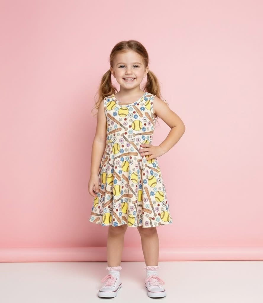 Softball Stitches Girls Dress